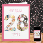 Photo Collage Number 28 Pink 28th Birthday Card Karte<br><div class="desc">Unique and personalized 28th birthday photo card. The photo template is set up for you to add your favorite pictures to this number 28 photo collage plus an extra special photo inside. You can also add a name or relation (eg daughter, sister) to the front and customize the birthday greeting...</div>