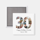 Photo Collage Number 30 - 30th Birthday Magnet (Vorderseite/Rückseite)