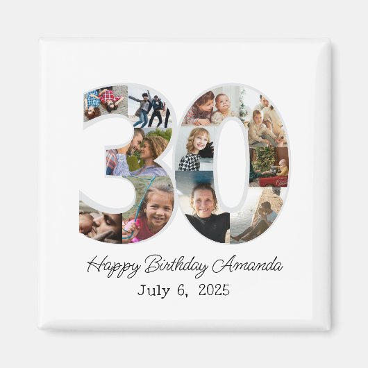 Photo Collage Number 30 - 30th Birthday Magnet (Vorne)