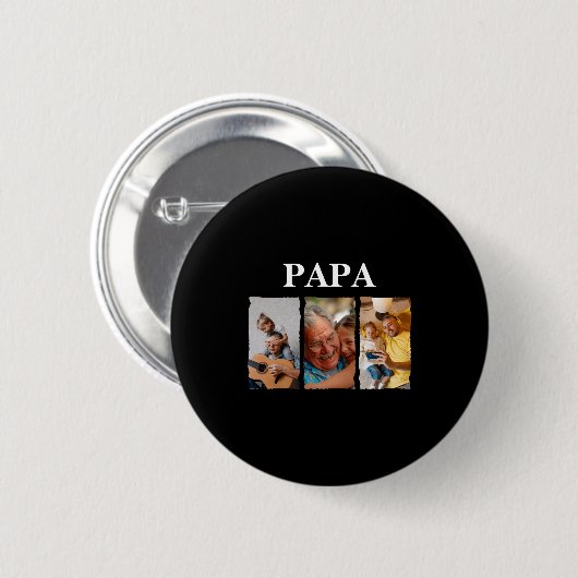 Photo Collage Papa D Gift Button (Vorne & Hinten)