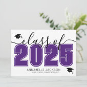 Photo Collage Purple Graduation Ankündigung (Stehend Vorderseite)