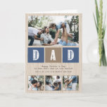 Photo Collage Rustic Wood Pattern Father's Day Karte<br><div class="desc">Photo Collage Rustic Wood Pattern Father's Day Card. Customizable Father's Day card featuring four photo collage and rustic wood pattern. The perfect card for dad's on Father's day and birthdays.</div>