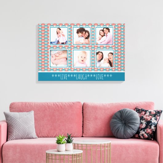 Photo Collage with Decorative Fan Pattern Leinwanddruck (Insitu (Wohnzimmer))