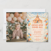 Photo Come One Come All Circus Birthday Einladung (Vorderseite)