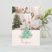 Photo Coquette Pink Bow Christmas Feiertagskarte (Stehend Vorderseite)
