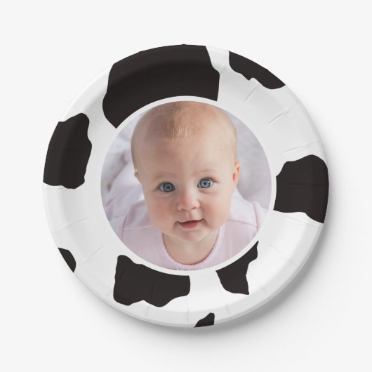 Photo Cow Print Birthday Pappteller (Vorderseite)