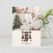 Photo Cowgirl Western Bow Christmas Feiertagskarte (Stehend Vorderseite)