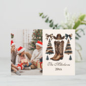 Photo Cowgirl Western Bow Christmas Feiertagskarte (Stehend Vorderseite)