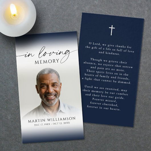 Photo Cross In Loving Memory Sympathy Prayer Card