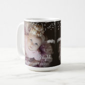Photo Customized Christmas Silver Dots Frame Kaffeetasse (Vorderseite Links)