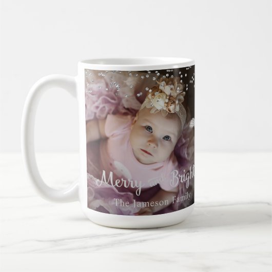 Photo Customized Christmas Silver Dots Frame Kaffeetasse (Links)