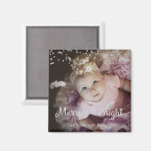 Photo Customized Christmas Silver Dots Frame Magnet (Vorderseite/Rückseite)