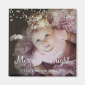 Photo Customized Christmas Silver Dots Frame Magnet (Vorne)