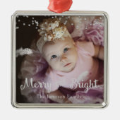 Photo Customized Christmas Silver Dots Frame Ornament Aus Metall (Vorne)