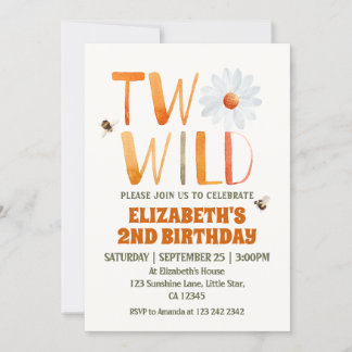 Photo Daisy Two Wild 2ND Birthday Girl Einladung