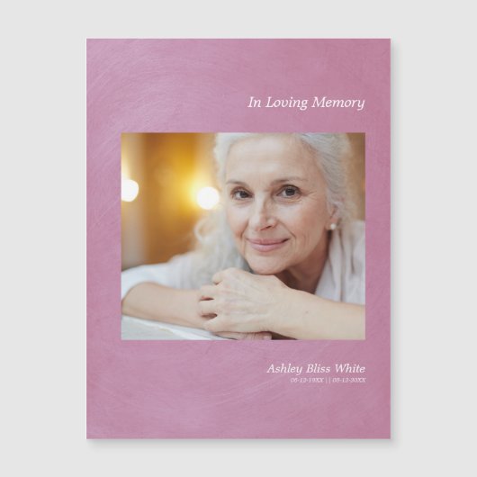 Photo Dear One Remember Mauve Faux Metallic Effect Magnetkarte (Vorderseite)