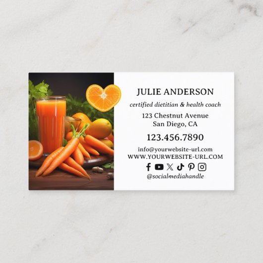 Photo Dietitian Nutritionist Health Coach Visitenkarte (Rückseite)