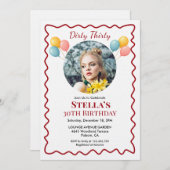 Photo Dirty Thirty 30th Birthday Invitation Einladung (Vorne/Hinten)