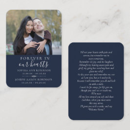Photo Double Memorial Funeral Blue Prayer Card Visitenkarte