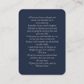 Photo Double Memorial Funeral Blue Prayer Card Visitenkarte (Rückseite)