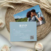 Photo Dust Blue QR Code Wedding RSVP Karte