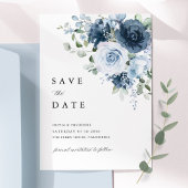 Photo Dusty Blue Navy Floral Wedding Save The Date