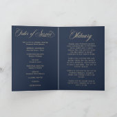 Photo Elegant Blue Gold Funeral Keepsake Program Karte (Innenseite)