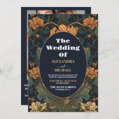 Photo Elegant Floral Art Nouveau Wedding Einladung (Vorne/Hinten)