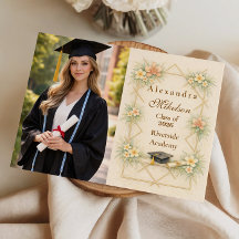 Photo Elegant Gold Geometric Floral Graduation