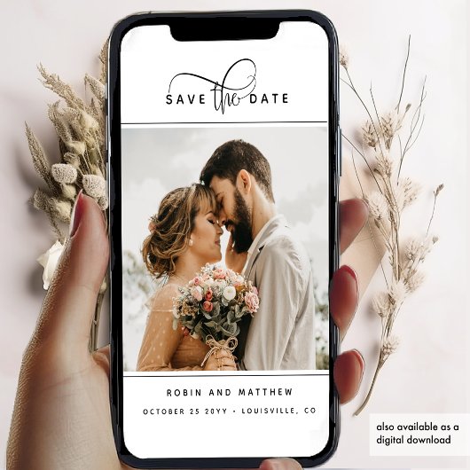 Photo, Elegant Modern Romantic and Minimal Wedding Save The Date