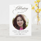 Photo Elegant Script Memorial Remembrance Program  Karte (Gelbe Blume)