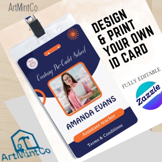 Photo Employee Logo or QR CODE Security Ausweis