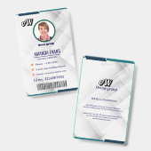 Photo Employee Logo or QR CODE white Badge Ausweis (Vorder- & Rückseite)