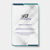 Photo Employee Logo or QR CODE white Badge Ausweis (Rückseite)