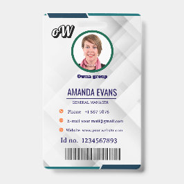 Photo Employee Logo or QR CODE white Badge Ausweis