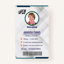 Photo Employee Logo or QR CODE white Badge Ausweis