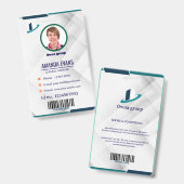 Photo Employee Logo or QR CODE white Badge Ausweis (Vorder- & Rückseite)