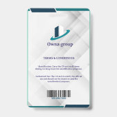 Photo Employee Logo or QR CODE white Badge Ausweis (Rückseite)