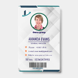 Photo Employee Logo or QR CODE white Badge Ausweis