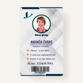 Photo Employee Logo or QR CODE white Badge Ausweis