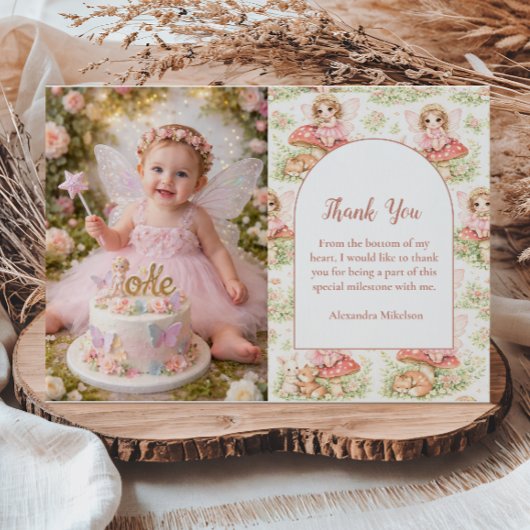 Photo Enchanted Garden Fairy Birthday Dankeskarte