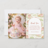 Photo Fairy Garden First Birthday Dankeskarte (Vorderseite)