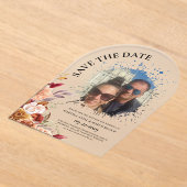 Photo Fall Floral Save the date Frosted Acryleinladungen (Ablage )