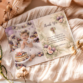 Photo Fig Garden Floral 1st Birthday Dankeskarte
