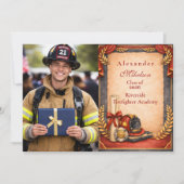 Photo Firefighter Graduation Party Ankündigung (Vorderseite)