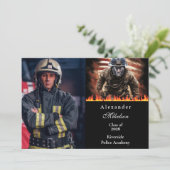 Photo Firefighter Hero Graduation Ankündigung (Stehend Vorderseite)