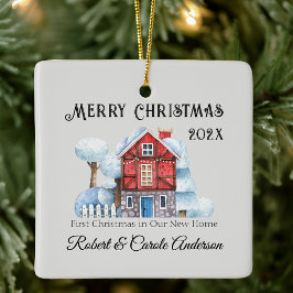 Photo First Christmas in Our New Home Keramikornament