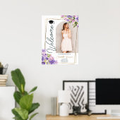 Photo Floral Boho purple gold script graduation Poster (Heimbüro)