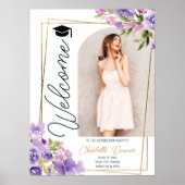 Photo Floral Boho purple gold script graduation Poster (Vorne)