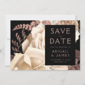 Photo Floral Ivory Rose Gold Save the Date Einladung (Vorderseite)